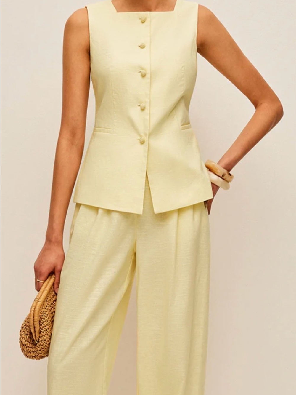Commense Pale Yellow Wide Leg Slacks NWOT